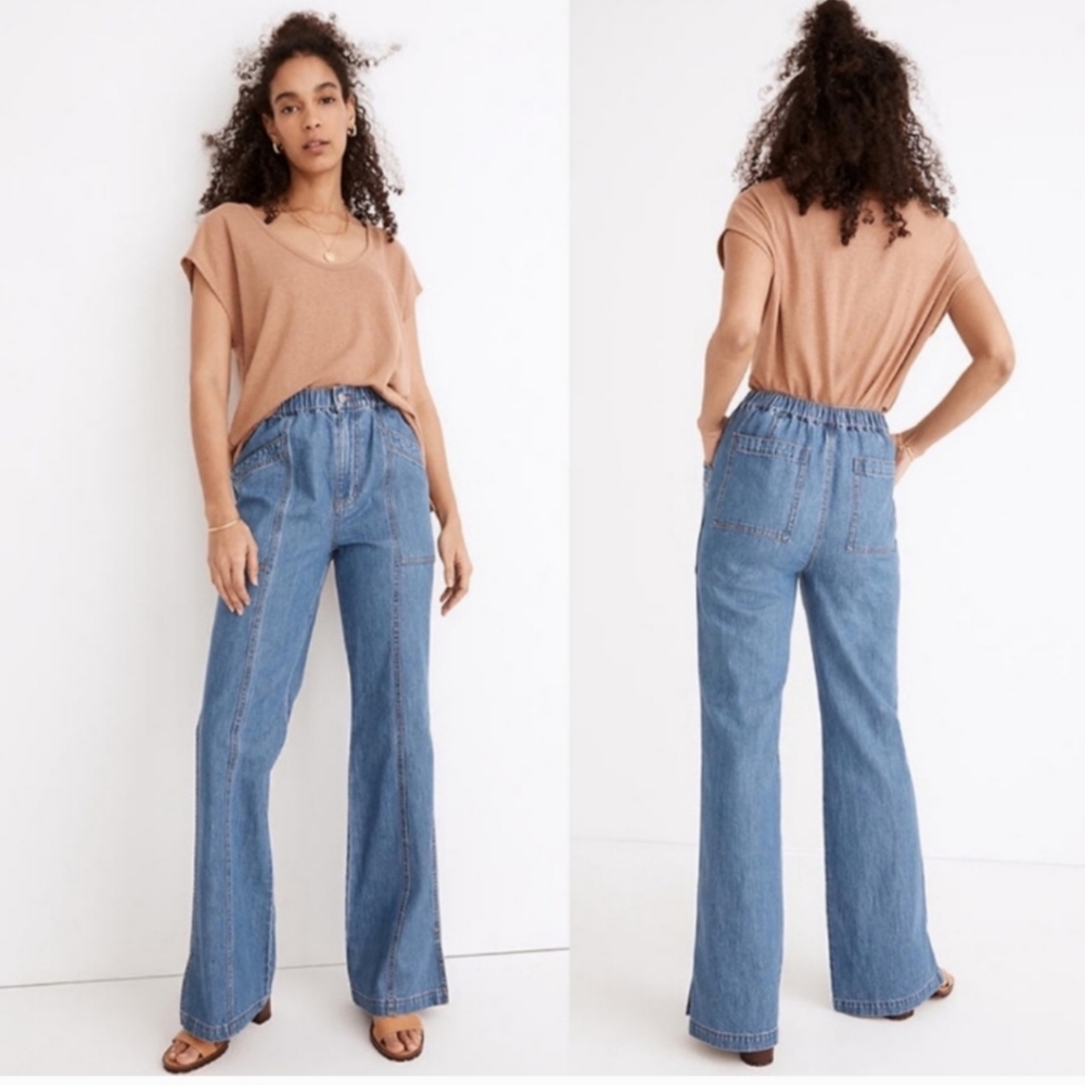 NWT-Madewell Women's Denim Pull-On Loose Flare Pants-Size Large